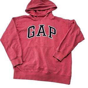 Vintage Gap Junior Hoodie Size 14 Pink Pullover Retro Y2K 2000s DYE TRANSFER‎
